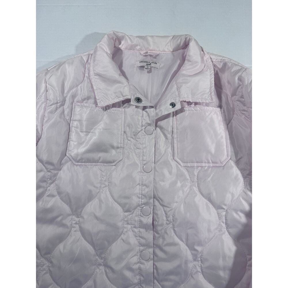 Sincerely Jules Girl Light Pink Quilted Snap Front Jacket Size M 10-12 - Picture 4 of 6